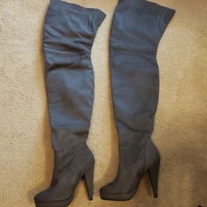 Grey Suede thigh high boots